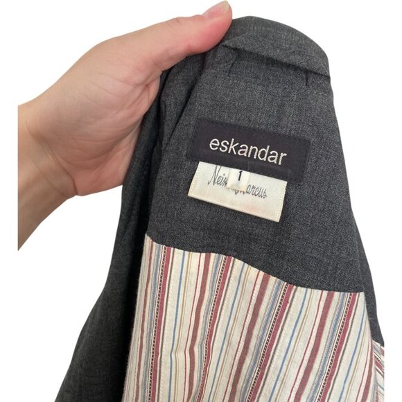 Eskandar Size 1 Grey Boxy Jacket / Tunic Top Wool Cashmere with Cotton Lining - Picture 5 of 8